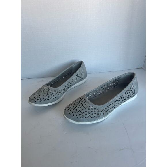 Cliffs by White Mountain Hollins Gray Perforated Polly Slip On Ballet Flats 9M - Picture 1 of 9
